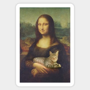 Mona Lisa with a cat Sticker